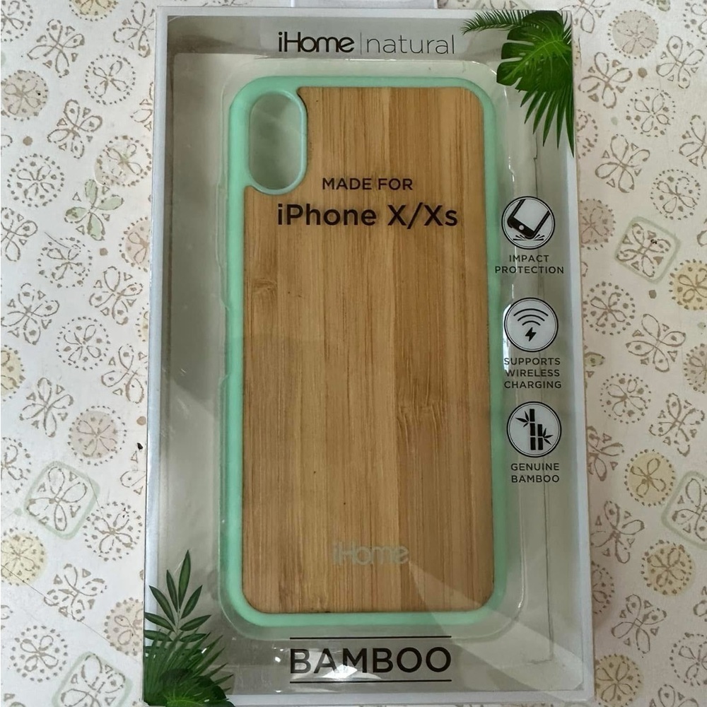 BAMBOO iPhone X/XS Case - Mint Green and Natural Wood